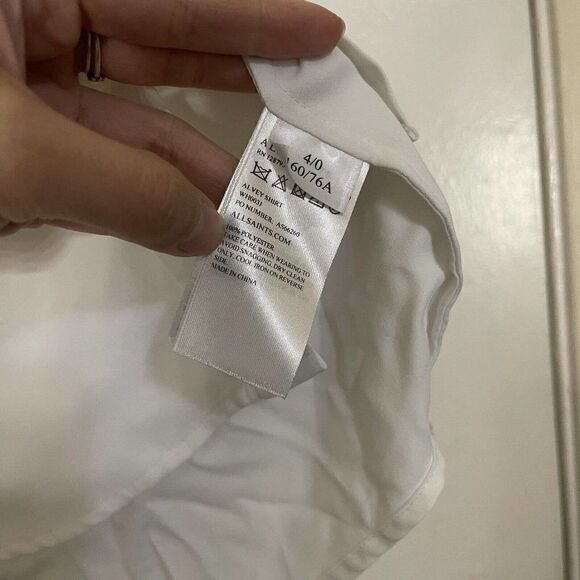 ALLSAINTS White Cold shoulder cutout Alvey chiffon button up blouse US 0 - Picture 7 of 8